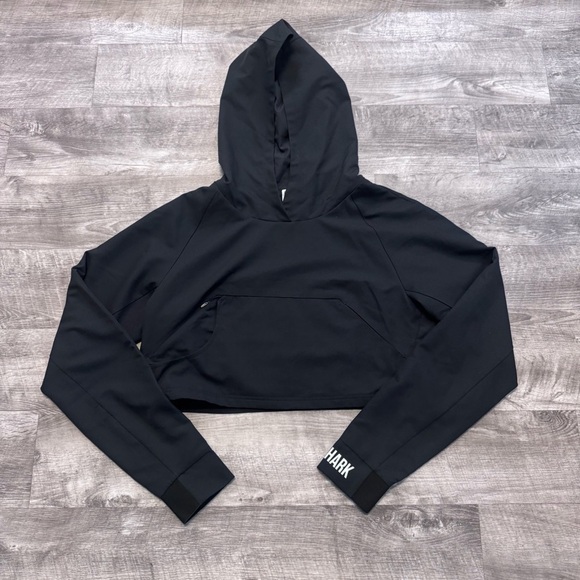 Gymshark Tops - NWOT Gymshark Non Stop Black Cropped Hoodie Womens Sz. L